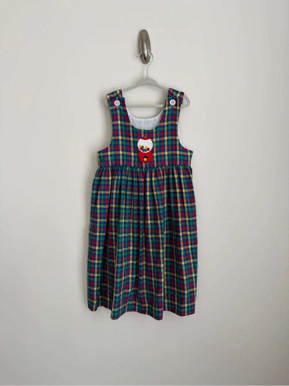 Kelly's Kids Multicolor Plaid Dress with Gumball Embroidery Dress